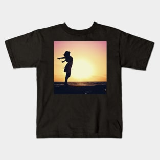 Freedom Silhouette Ocean Sunrise Kids T-Shirt